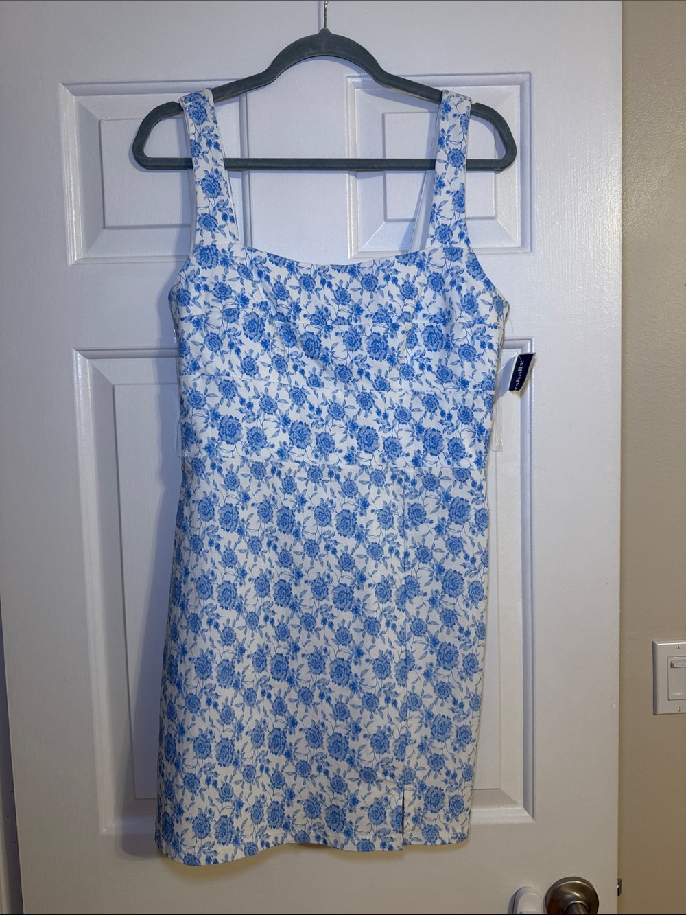 Trixxi White Mini Dress with Blue Floral Print